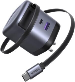 UGREEN 65W 巻き取り式充電器 急速充電器 USB-C 78cm 伸縮式 ケーブル 8階段調整可能 3ポート PSE適合/PD3.0/PPS | USB