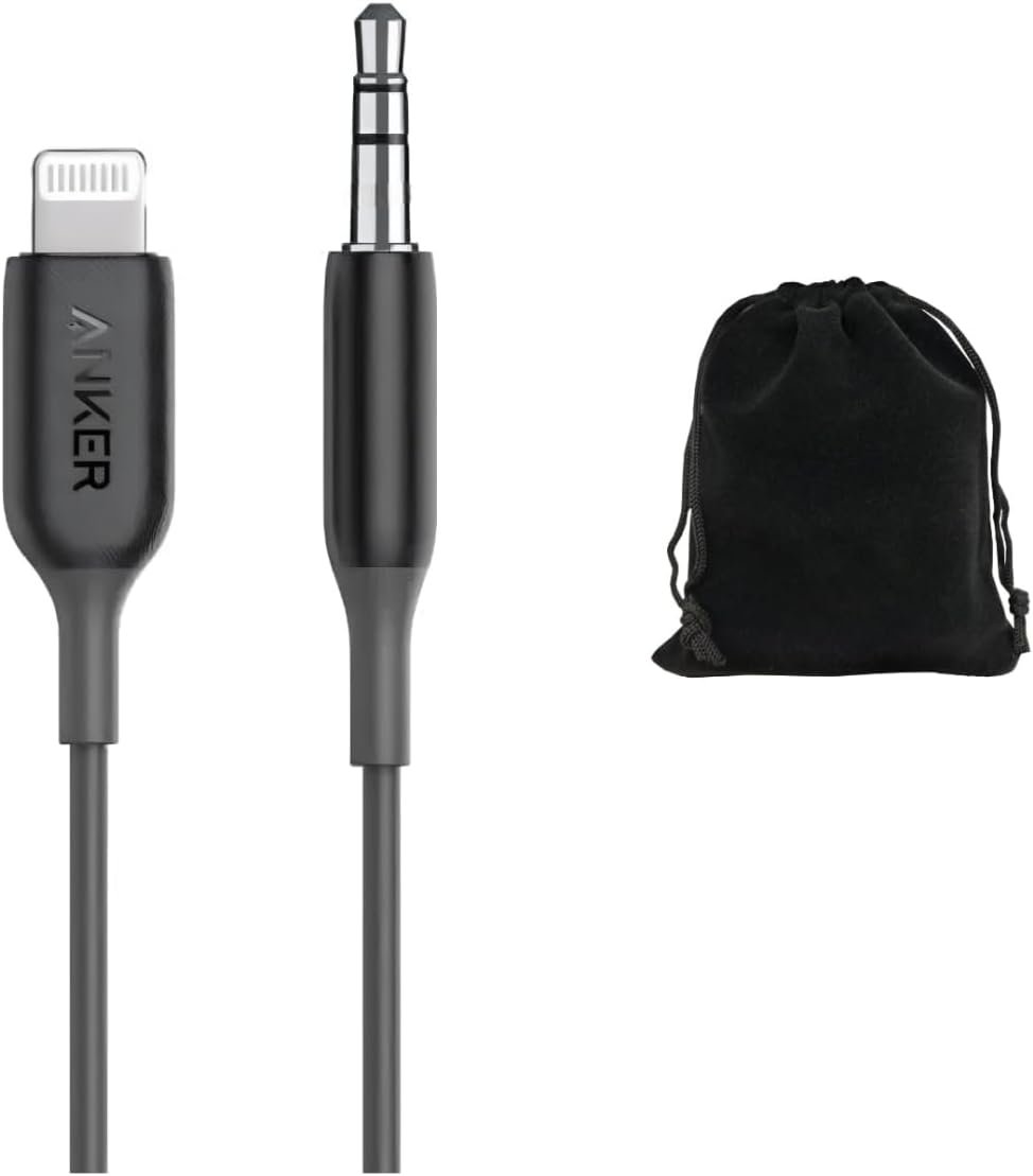 Anker A8194 3.5mmオーディオケーブル Lightningコネクタ付き 3フィート/0.9m 丈夫な編組デザイン iPhone 14/13/12/
