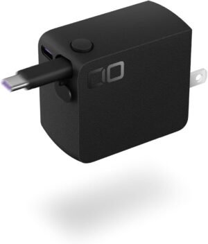 CIO NovaPort DUOⅡ 45W Built in CORD REEL PD急速充電器 USB-C 65cmケーブル内蔵 （ブラック） | ケーブル巻